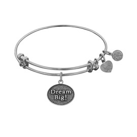Angelica White Finish Brass Dream Big! Adjustable Bangle Bracelet, 7.25"