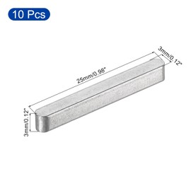 sourcing map 10Pcs Round Ended Feather Key, 3x3x25mm Stainless Steel Professional Parallel Drive Shaft Key Stock for Fasteners Mechanical Industry