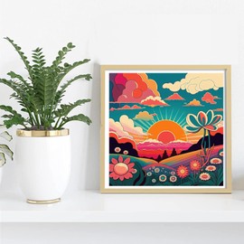 KYOQFVN 2 Framed DIY Paint by Numbers for Adults Beginner, Paint by Number for Adults Framed Canvas, Painting by Numbers for Adults, 2 8x8, Paint by Number for Adults, Crafts for Adults (with Frame)