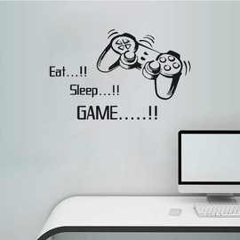 SITAKE Game Room Decor, “EAT Sleep Game+Gamepad” Boys Room Decorations for Bedroom, Kids Wall Decor and Wall Stickers for Playroom, 20.9 x 33.9 Inch