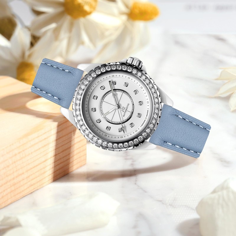 Quick Release Leather Watch Band,Replacement Watch Strap,Silver Polished Pin Buckle,for