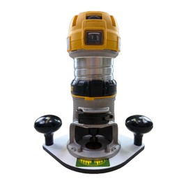 Woodhaven 8350 Trim/Compact/Palm Router PC style Guide Bushing Baseplate for Dewalt or Porter Cable Durable Solid White Phenolic, w/Hardware Made in the USA