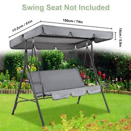 Audasi Swing Chair Canopy Replacement, 3 Seater Garden Swing Canopy Replacement Waterproof Windproof Anti-UV Heavy Duty Rip Proof Swing Seat Canopies Covers Garden Hammock Top Cover(Size: 195*125cm)