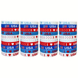 40pc 4th of July Accessories Rubber Bracelets, American Flag Silicon Bracelet,Red White and Blue USA Accessories, Patriotic Party Favor for Veterans Day, Independence Day Gift, Memorial Day Wristband