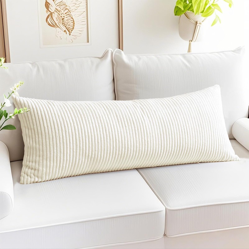 Artscope Cozy Striped Corduroy Lumbar Pillow Cover Super Soft Decorative