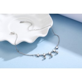 Palpitate Star Anklet 925 Sterling Silver Star Ankle Bracelets Melodious jingle of the bell Summer Beach Jewelry Gifts for Women Wife Her Adjustable