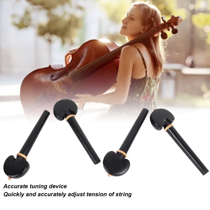 4Pcs Cello Tuning Pegs Smooth Fine Adjustment Ebony Wood Orchestral