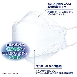 KUCHIRAKU MASK Kuchiraku Mask, Gray, 30 Pieces x 2 Boxes, Diamond Shape, Beak Shape, Makeup Resistant, Non-Woven Fabric, Popular with Women, Individually Packaged, Korean Style KF94 Style