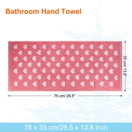 sourcing map 2 Pcs Bathroom Hand Towels Pink Soft Absorbent Face Towels Cotton Wash Cloths 13 x 29 Inch Kitchen Hand Towels for Bathroom Gym Drying Hand Face Hair (Heart Pattern)