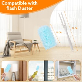 50 PCS Duster Refills Kit Compatible with Flash Dust Magnet, 360° Multi-Surface Duster Replacement with 1 Handle,Disposable Microfiber Duster Refills for Cleaning Furniture, Office, Blinds, Car