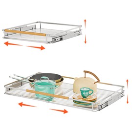DPZM Expandable Pull Out Cabinet Organizer, Slide Out Drawers for Kitchen Cabinets, Heavy Duty Drawer Slides for Home Kitchen Pantry Cupboard Pots Pans, Adjustable Width from 23.2" ~ 39.9", 2 Packs