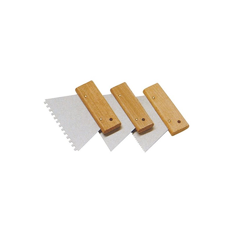 SCHULLER Notched trowel with wooden handle, width 180 mm, pointed