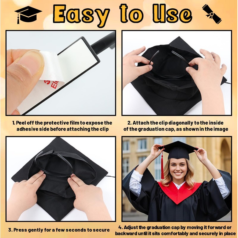eboozone Graduation Cap Headband Insert - Secures Grad Hat &