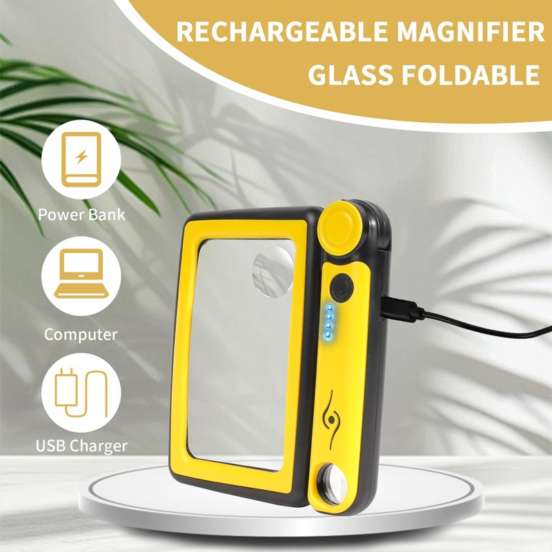 Magnifying Glass with Light, 5X 10X 45X Rechargeable Magnifier with