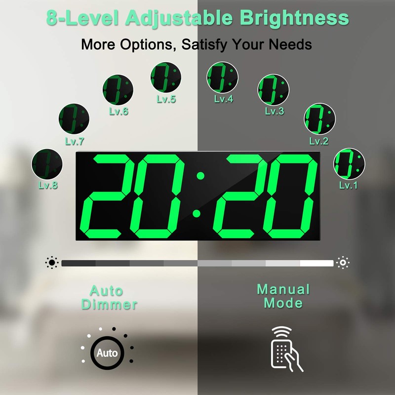 CHKOSDA LED Large Digital Wall Clock, Oversize Wall Clock with