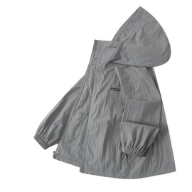 Kayiyasu 110-160 Kids' UV Protection, Cold Sensation, Sunscreen, Rash Guard, Boys, Girls, Thin, Mesh, Hoodie, UV Protection, Quick Drying, Lightweight, gray, 160