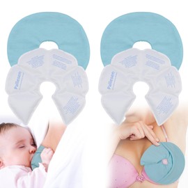 Breast Therapy Ice Packs with Soft Covers, Hot and Cold Breast Pads,Reusable Hot Cold Breast Gel Packs, Breastfeeding Essentials for Moms, 2 Pack