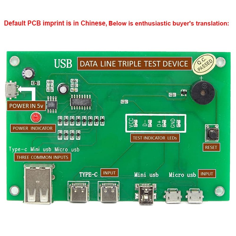 USB Cable Tester, 3-in-1 Data Wire Test Fixture Precise Charging