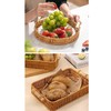 Handwoven Rattan Serving Tray Set Rectangular Round Basket with Handle