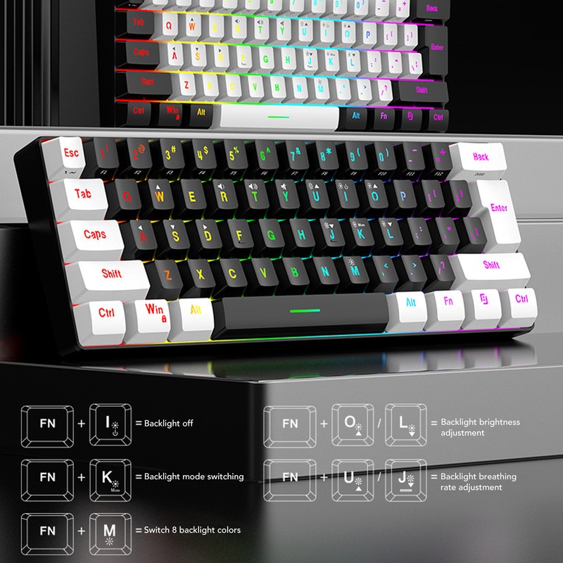 61 Key RGB Illuminated Keyboard with Mouse Multi Color LED