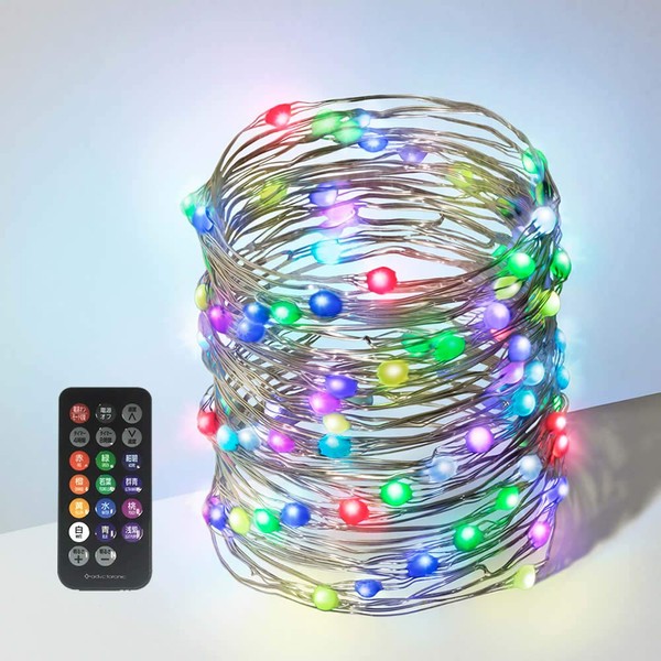 12 Colors in 1 Light! - Multicolored Luminous LED Illumination Light, 32.8 ft (10 m), 100 Bulbs, Ultra Fine Straight, USB Powered, 12 Colors, Multicolored Color-FURA