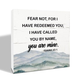 Christian Sign, Rustic Box Sign Decor Tabletop, Decorative Wooden Box Sign, Bible Verse Sign, Scripture Table Decor, Religious Sign Gift, Isaiah 43:1 Sign - Fear Not, For I Have Redeemed You