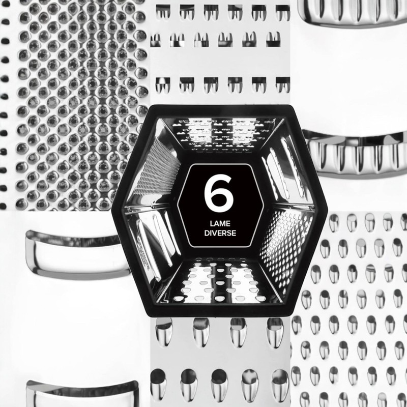 Zester 5404337 Hexagonal Cheese Grater with Non-Slip Base, Multi-Purpose Stainless