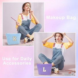 YOOLIFE Gifts for Women - Women Birthday Gifts, Graduation Gifts, Mothers Day Gifts, Bridesmaid Gifts, Gifts for Friend Mom Teacher Sister Girls, Initial Makeup Bag Cosmetic Travel Bag Women Beige A