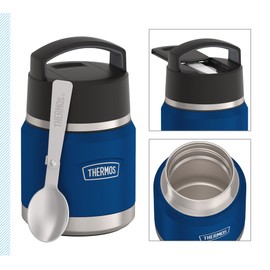 Thermos ICON Kids Thermal Food Container 0.35 L, Dark Blue, Navy, Stainless Steel, Completely Leak-Proof, Keeps Food Hot for 12 Hours & Cold for 16 Hours, with Folding Spoon, BPA-Free