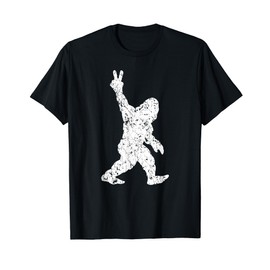 Funny Vintage Style Sasquatch Bigfoot Peace Sign Retro Yeti T-Shirt
