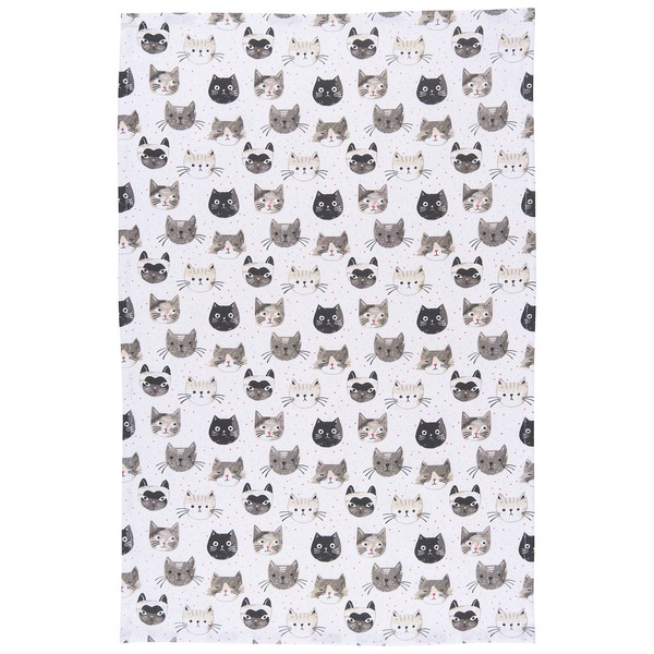 Now Designs Cotton Kitchen Towel, Cats Meow Print