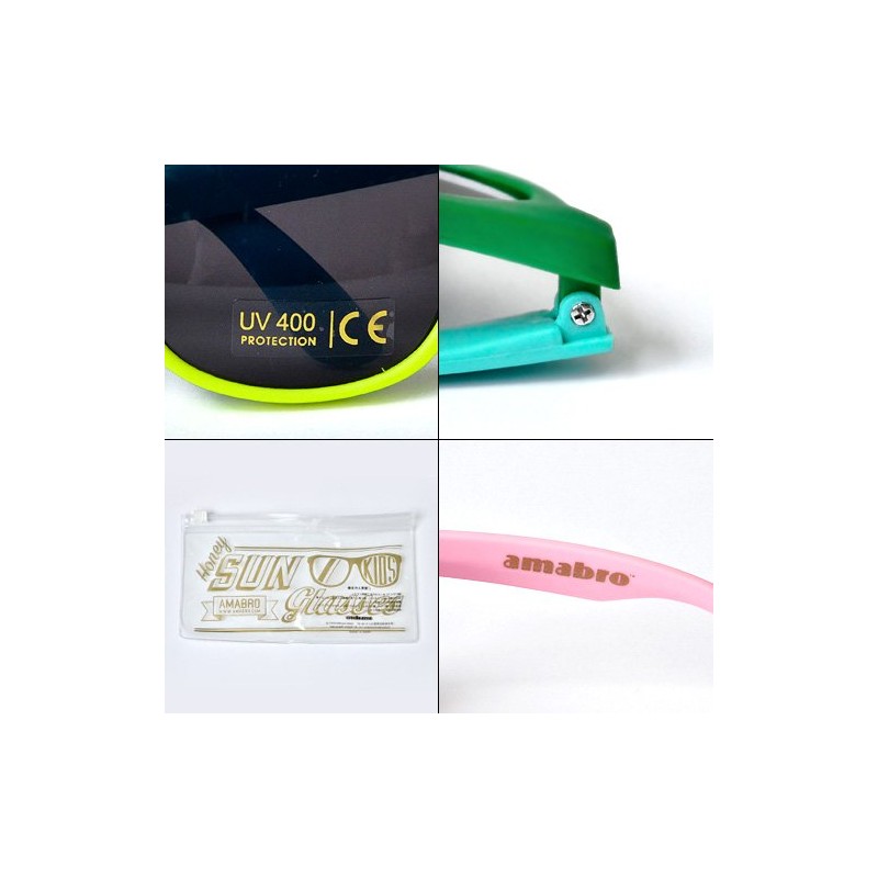 amabro HONEY SUNGLASSES UV400 Teardrop Pink Amablo Honey Sunglasses, Black