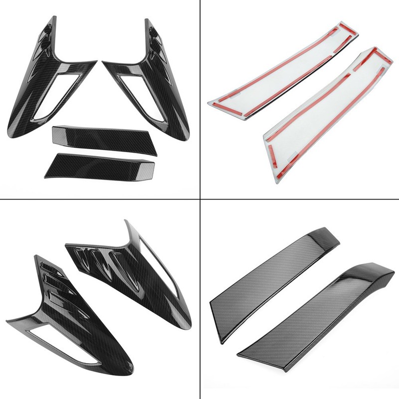 Rear Light Cover, Yctze 4 Pieces Carbon Fibre Style Rear