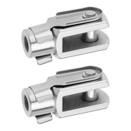 Be In Your Mind Pack of 2 M8 x 1.25 Thread Air Cylinder Rod Clevis End Clevis Joint with Spring Pin Galvanised Steel Y Connector for Electronic Automatic Devices