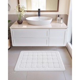 COLOR&GEOMETRY Bath Mat Non Slip Washable 44 x 76 cm, Absorbent Bathoom Mat White Bathroom Rug Soft Bathmat for Bathroom Floor, Shower, Bathtub, Laundry Room