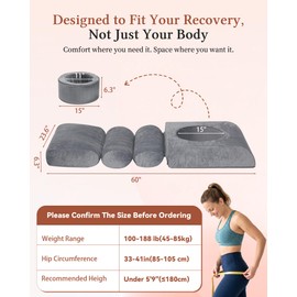 BBL Bed After Surgery for Sleeping, Ergonomic Recovery Mattress with Full Body Support, High Density Foam Bed for Comfortable Post-Surgery Rest, Removable Washable Cover, 60 x 23.6 x 6.3 Inch