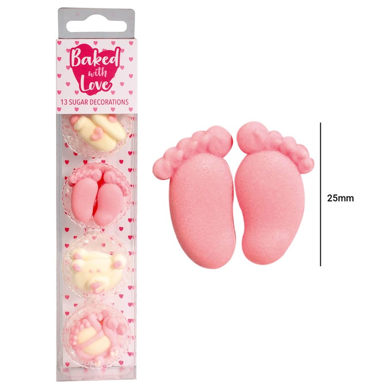 Baked with Love Baby Girl Cupcake Decorations - Sugar -