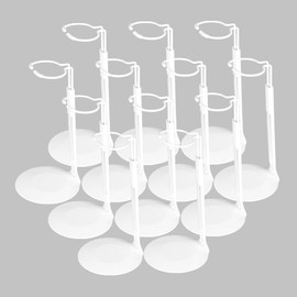 QUEBAN 12-Piece Doll Stand Set for 8-14-Inch Dolls, 5-8-Inch Adjustable Action Figure Stand with Retractable Waistline Doll Stand for Home Store Party Display (White)