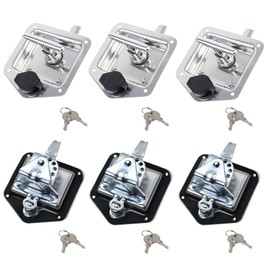 6 Pcs Stainless Steel Car Trailer Door Latch Rv Door Tool Box Lock with Gasket T-Handle Latch with Keys 304 Stainless Steel Highly Polished