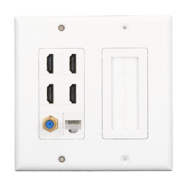 6 Port Multimedia Wall Plate, Detachable Jack Wall Plate, 4 HD Multimedia Interface 1 Cat6 Coaxial 1 TV F Head, Jack Outlet Mount Faceplate for Home Office