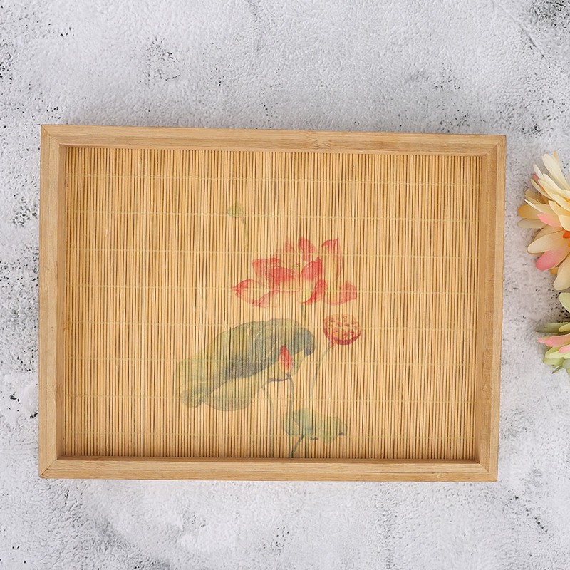 Bamboo Woven Jewelry Display Tray Vintage Necklace Bracelet Earrings Holder