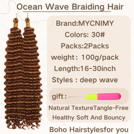 Ocean Wave Braiding Hair 18 Inch Ombre Gray Curly Crochet Hair 2 Packs Deep Wave Braiding Hair for Goddess Knotless Braids Synthetic Water Wave Crochet Hair for Women Girls(30# 18 Inch Pack of 2)