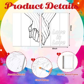 Zhanmai 112 Pcs Couples Painting Kit Date Night Valentines Sip and Paint Canvas Painting Art Pre Drawn Canvas Paint Kit for Couples Adults Valentine‘s Day Party(Gay,8 x 10 Inch)