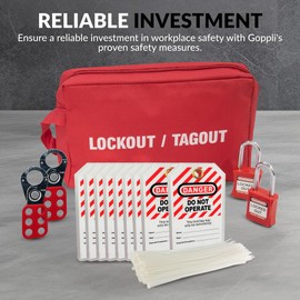 Groppli Lockout Tagout Kit with Hasps, Lockout Tags, Red Loto Locks - Electrical Lock Out Tag Out Kits for OSHA Compliance, Personal Loto Kit 2 Keys Per Lock