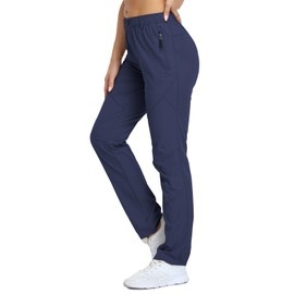 Womens Golf Pants with Pockets Lightweight Travel Slacks Quick Dry Nylon Casual Pants Women Outdoor Hiking Dark Blue XS/29