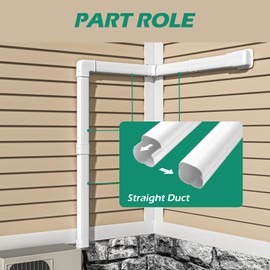 TAKTOPEAK Mini-Split Line Set Cover Parts: 4" 3.28 Ft Straight Duct Line Hide for Mini Split AC HVAC Central AC Heating System 9000 12000 18000 24000 30000 36000 BTU PP Pipe Cover Indoor Outdoor
