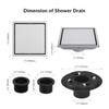 6 Inch Square Shower Drain with 2-in-1 Tile Insert Grate