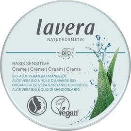 lavera Basis Sensitive Cream - Moisturising Cream with Organic Aloe Vera & Organic Almond Oil - Intensive Care for Dry Skin - Moisturising Face Cream - PETA-Certified - 150 ml