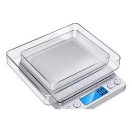 EG Bascula Gramera Digital De Precisión Y 6 Tapas Herméticas De Silicon Flexible Reutilizable 1 Gr Hasta 2000 Gr Inoxidable Escala Electrónica Balanzas Cocina Pesa