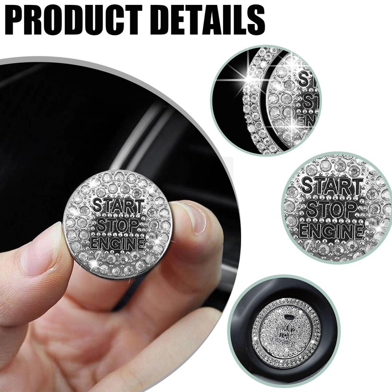 Car Engine Start Ring Sticker, Sparkling Rhinestone Push Start Button